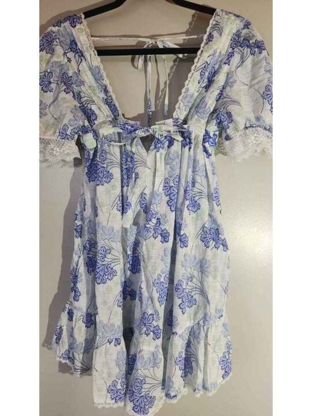 LyreBird Anthropologie Puff Sleeve Cotton Romper Sz M